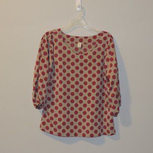 Grey Blouse with Pink Polk A Dots